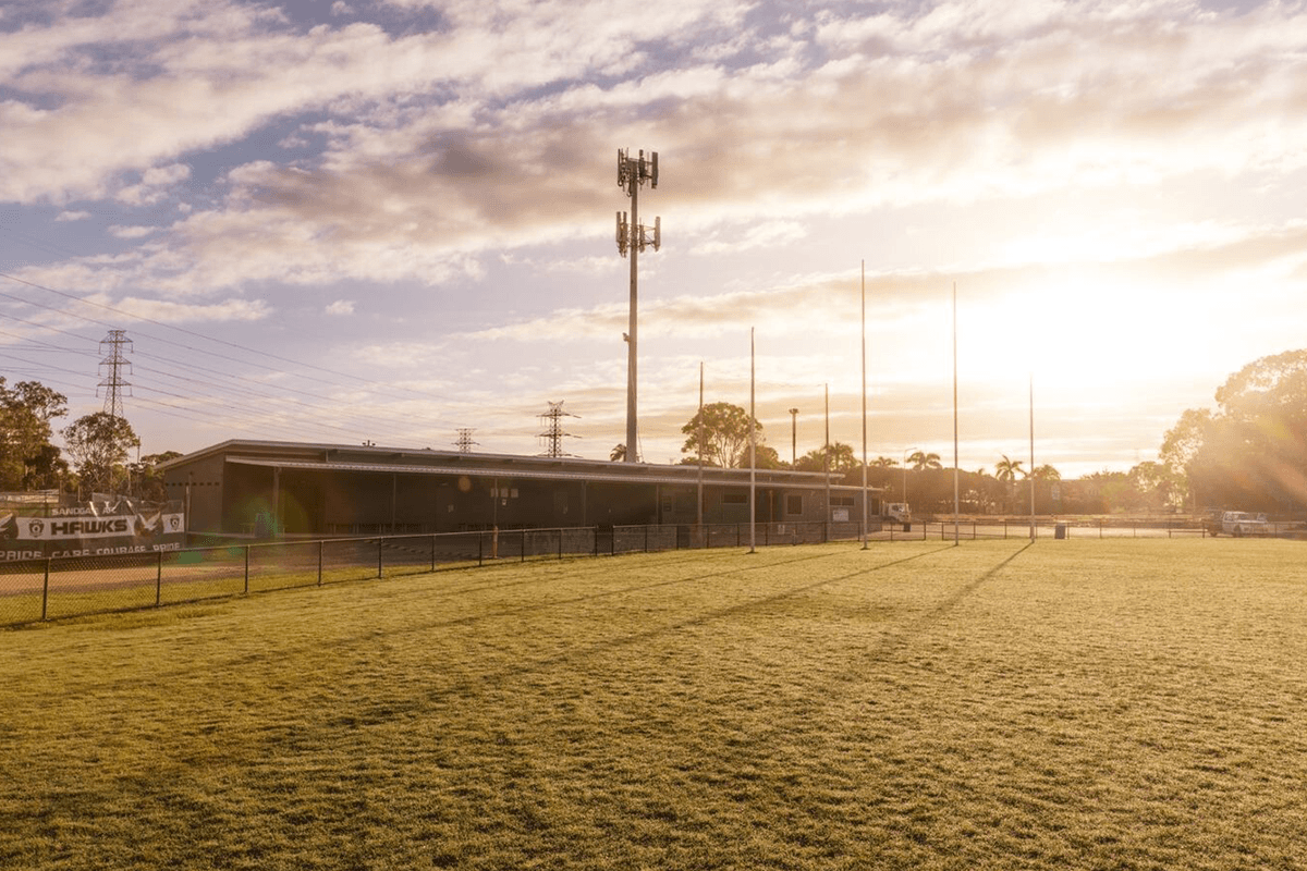 Sporting field at sunset in Brisbane